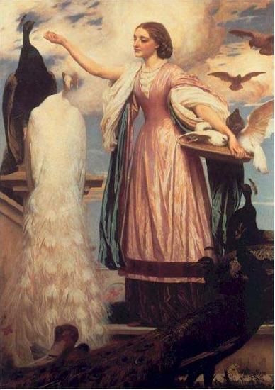 Lord Frederic Leighton A Girl Feeding Peacocks Germany oil painting art